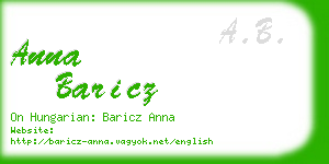 anna baricz business card